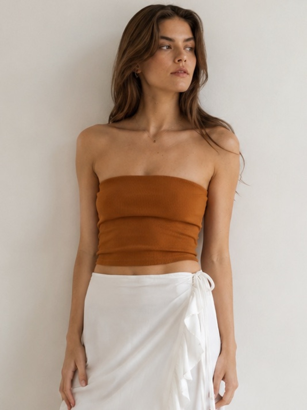 Madewell Women’s Crop Tube Top in Sleekhold Color Warm Coffee Size XL